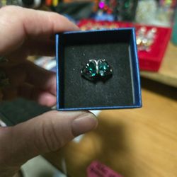 Size 7 Emerald Butterfly Ring Sterling Silver