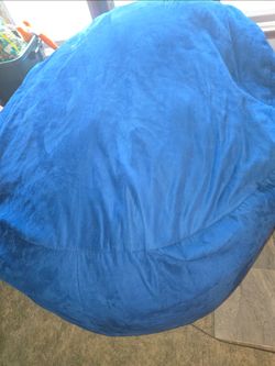 Large Blue Soft Suede Bean Bag Chair