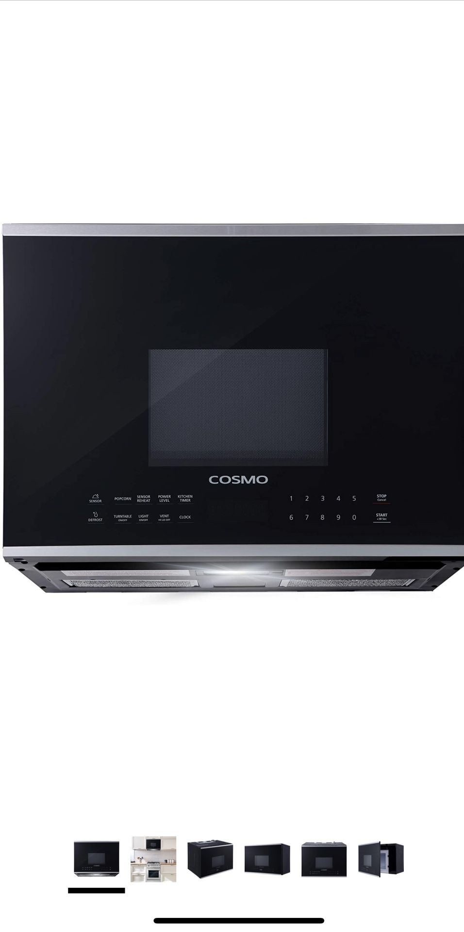Cosmo COS-2413ORM1SS Over the Range Microwave Oven with Vent Fan, 1.34 cu. ft. Capacity, 1000W, 24 inch, Black/Stainless Steel