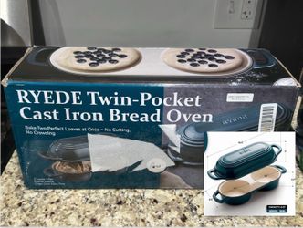 Enameled Cast Iron Double Bread Loaf Pan with Lid – 4 Qt | Teal