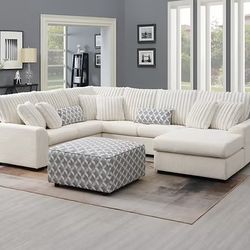 BRAND NEW! Brady Fabric Sectional w/ Ottoman