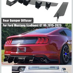 Rear Bumper Diffuser for Ford Mustang EcoBoost GT V6 2015-2023 Spoiler Splitter Lip Car Exterior Accessies Black
