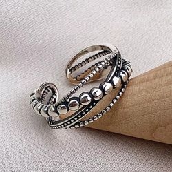 925 Sterling Silver Women's Cuff Ring Band Adjustable Size Gift 