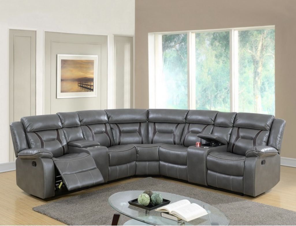 New Gray Sectional Sofa Couch Recliner