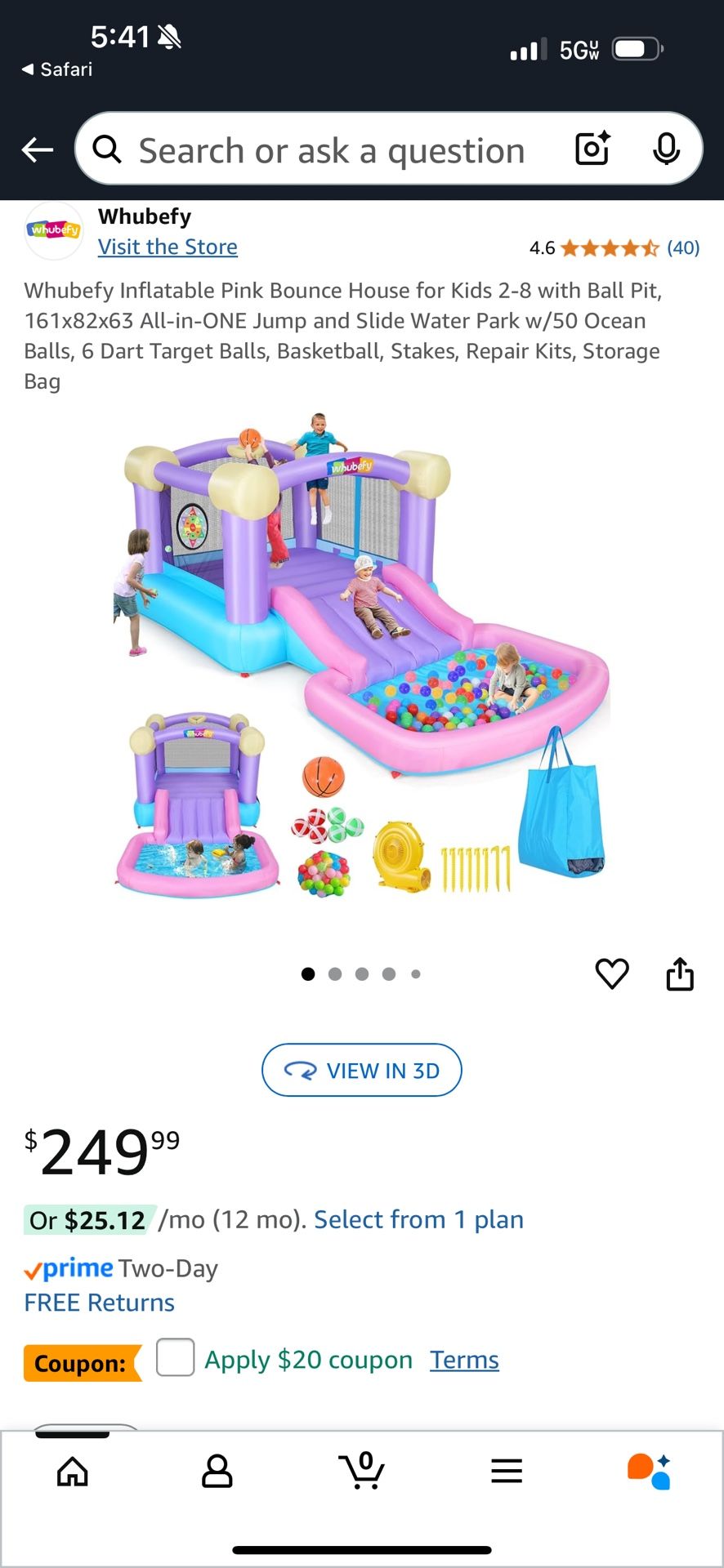 Small Inflatable bounce House/ Water slide