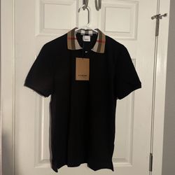 Mens Black Burberry Polo Shirt