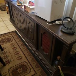 Vintage Stereo Furniture Turntable With 8 Track