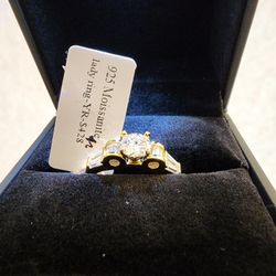 Size 9 .925 Sterling Moissanite Ring