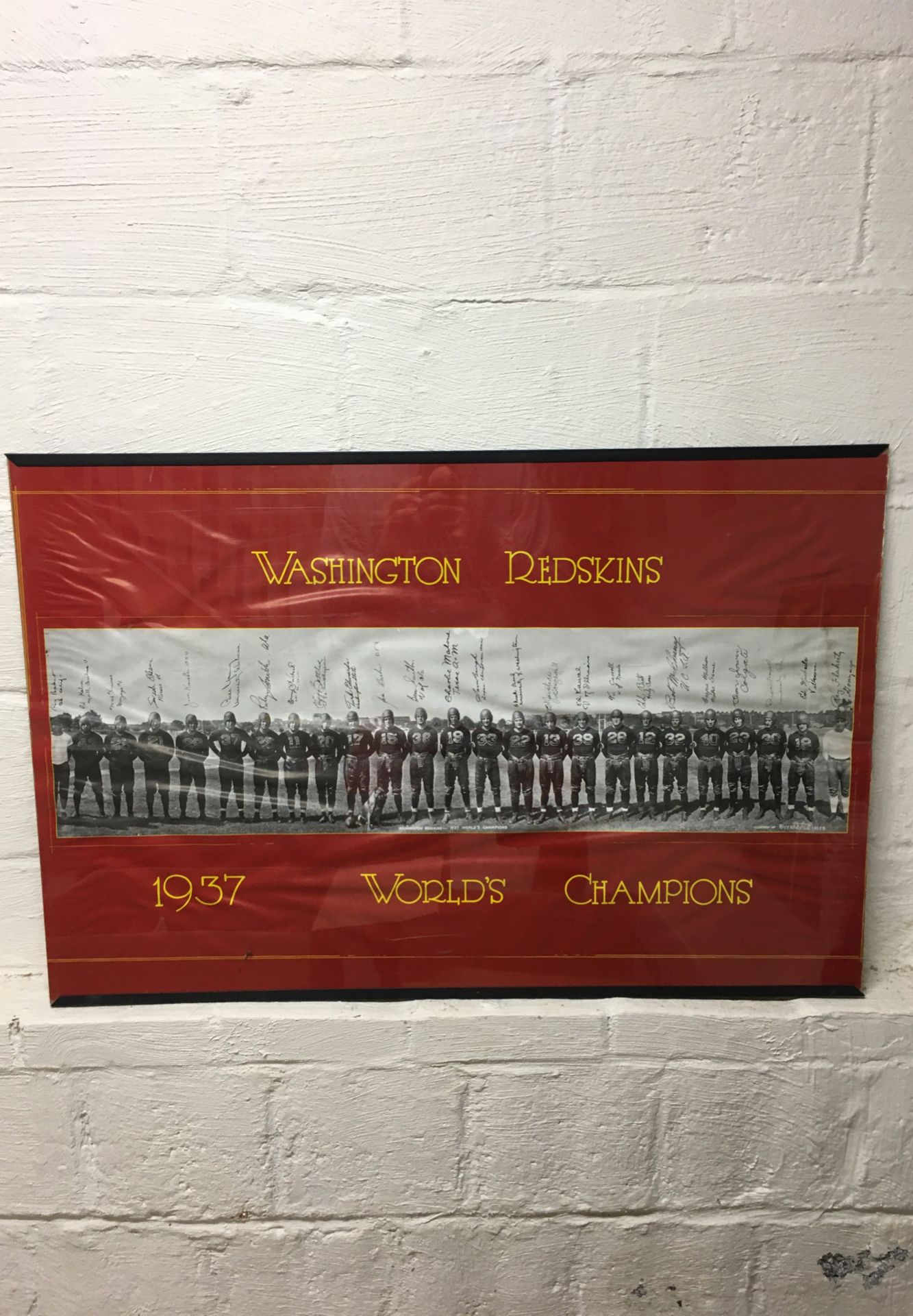 Redskins 1937 champions framed poster