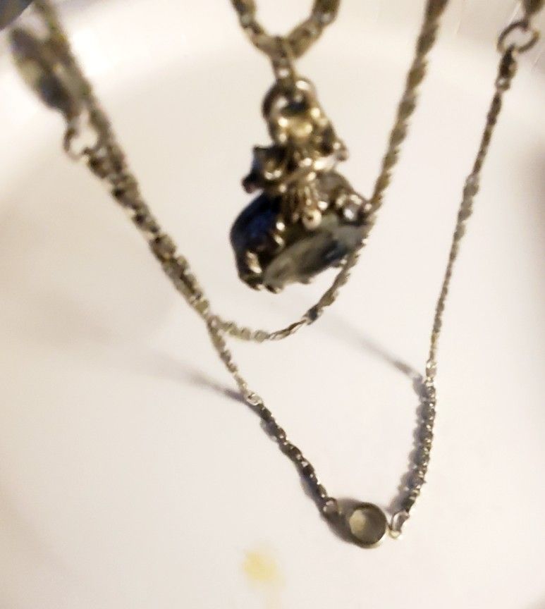 Vintage Goldette 3 Strand Necklace With Smoky Glass CentralPendant