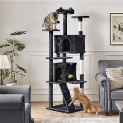 Larget Cat Tree, 80in Multi-Level Cat Tower with Cat Scratching Posts, Double Cat Condo