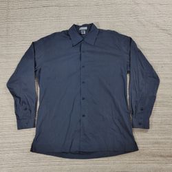 Ermenegildo Zegna Sport Shirt L Blue Cotton Button Up Luxury Menswear Dress Code