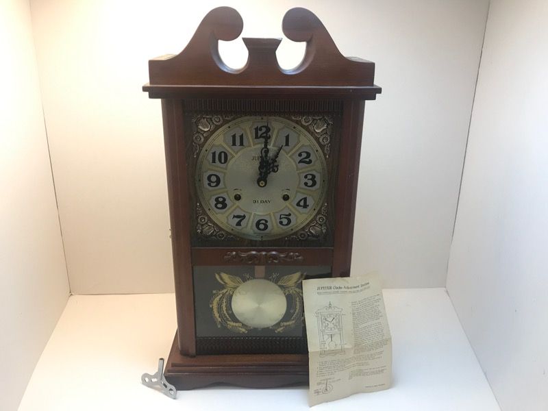 Vintage 31 Day Jupiter Mantle Wall Clock w/ Paper and Key Working