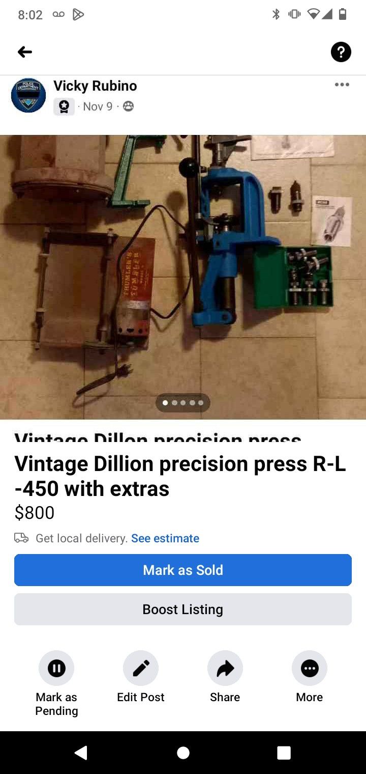 Vintage Dillion Precision Press RL-L450 With Extras 