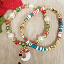 2pcs Holiday Charm  Stackabel boho  beaded Bracelet
