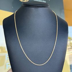 18k solid yellow gold flat rope style 24.5” chain necklace 11.5 g
