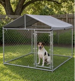 79x79 inch Outdoor Dog Kennel Outside,Heavy Duty Dog Enclosure with Waterproof Cover Roof and Steel