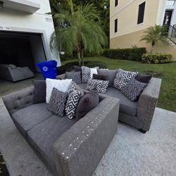 Gray Cindy Crawford Sofa & Loveseat  - FREE DELIVERY 