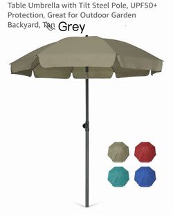 Patio Umbrella 6.5ft Gray Canopy Tilt UV Protection Steel Pole w/Stand base