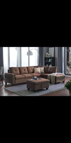 New Sectional with Storage Ottoman