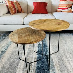 Privilege inc Wood And Iron End Table Set Of 2