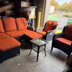 6 Pieces Outdoor Patio Furniture Set, Rattan Wicker Sectional Swivel Rocker Chairs, $450 