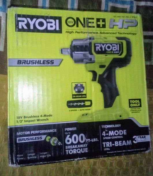 Ryobi P262 HP 18V Brushless Cordless 4-Mode 1/2" Impact Wrench (Tool Only)