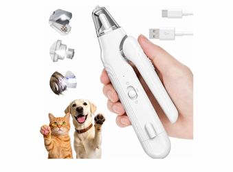 2-in-1 Dog Nail Clippers with Light - Electric Pet Nail Grinder Quiet for Small Large Dogs & Cats, LED Prevent Over Cutting, USB-C Rechargeable Safety
