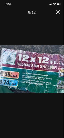 Firm price Northwest 12 x 12 deluxe  Sun Shelter UV poly Titanium long lasting tent fabric picnic beach n camping complete set all parts are there