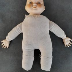 Vintage Handmade Baby Doll w/Porcelain Head & Hands.