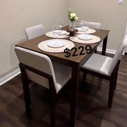 Elegant 5-Pc Dining Set Walnut Finish 