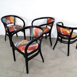 Set Of 4 Postmodern 1980’s Armchairs Dining Chairs 