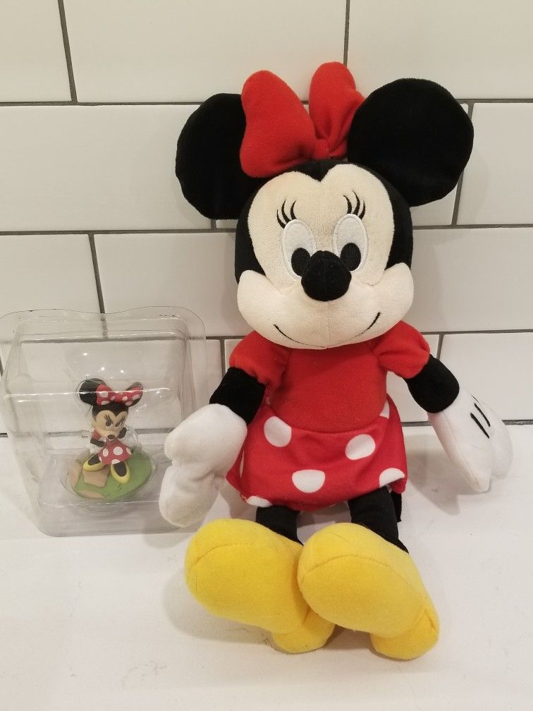 Minnie Mouse 14" Stuffed Animal And Figurine Toy Decoration Figure Disney Doll