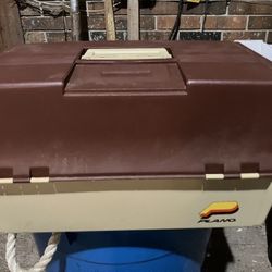 Plano Two Tray Tackle Box 3200 Vintage Fishing 18 Compartments Made in USA