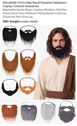 WILLBOND Halloween 10-Piece Fake Beard Costume Set