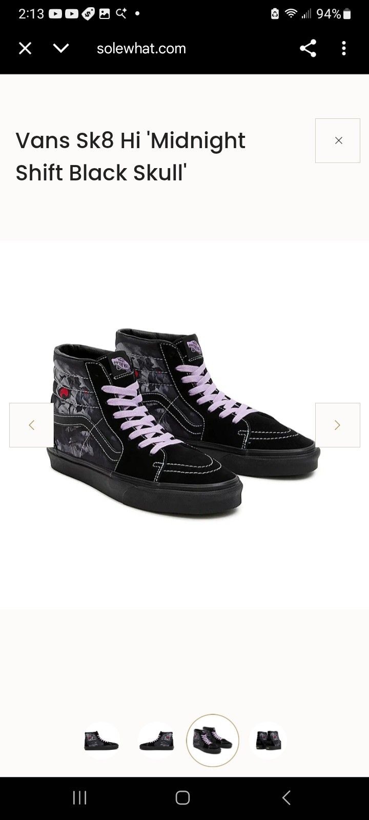 Vans Sk8-Hi 'Midnight Shift Black SkullSize 10.5