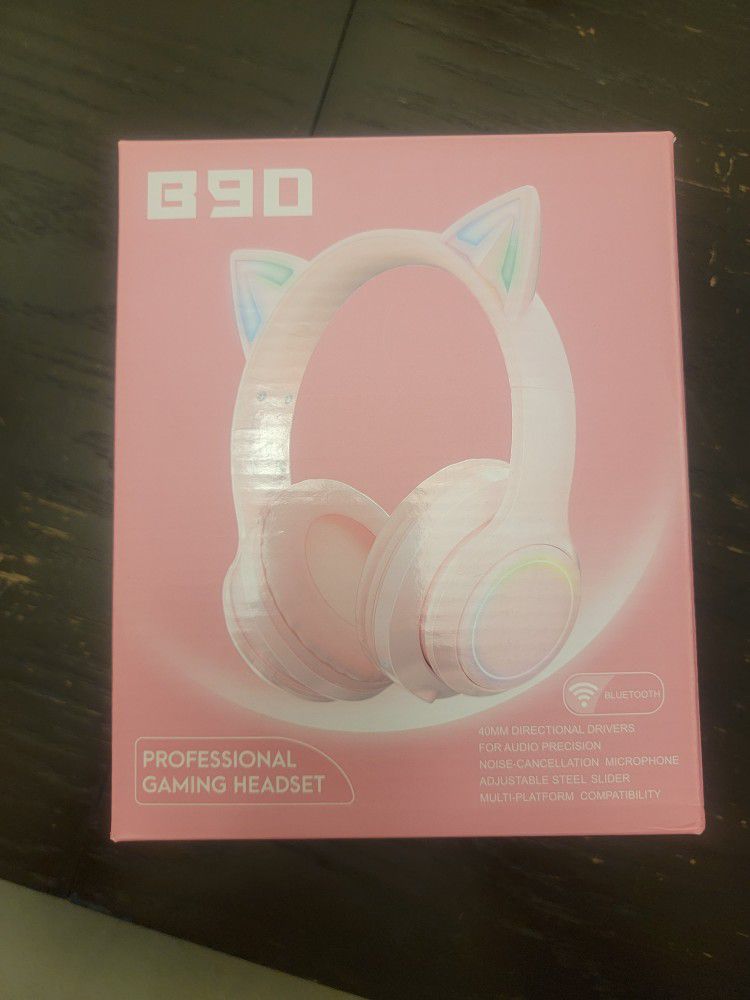 Bluetooth B90 Pink Headset With Cat Ears