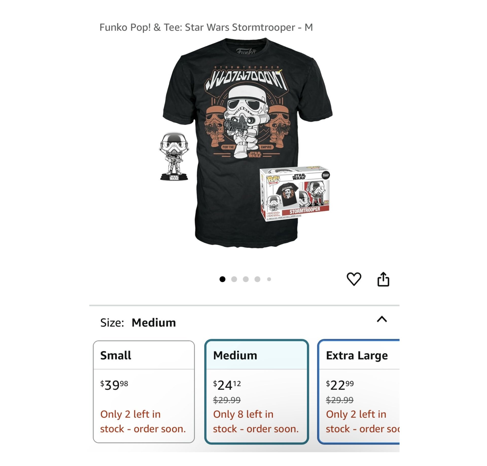 Brand new Funko Pop! & Tee: Star Wars Stormtrooper - M 
