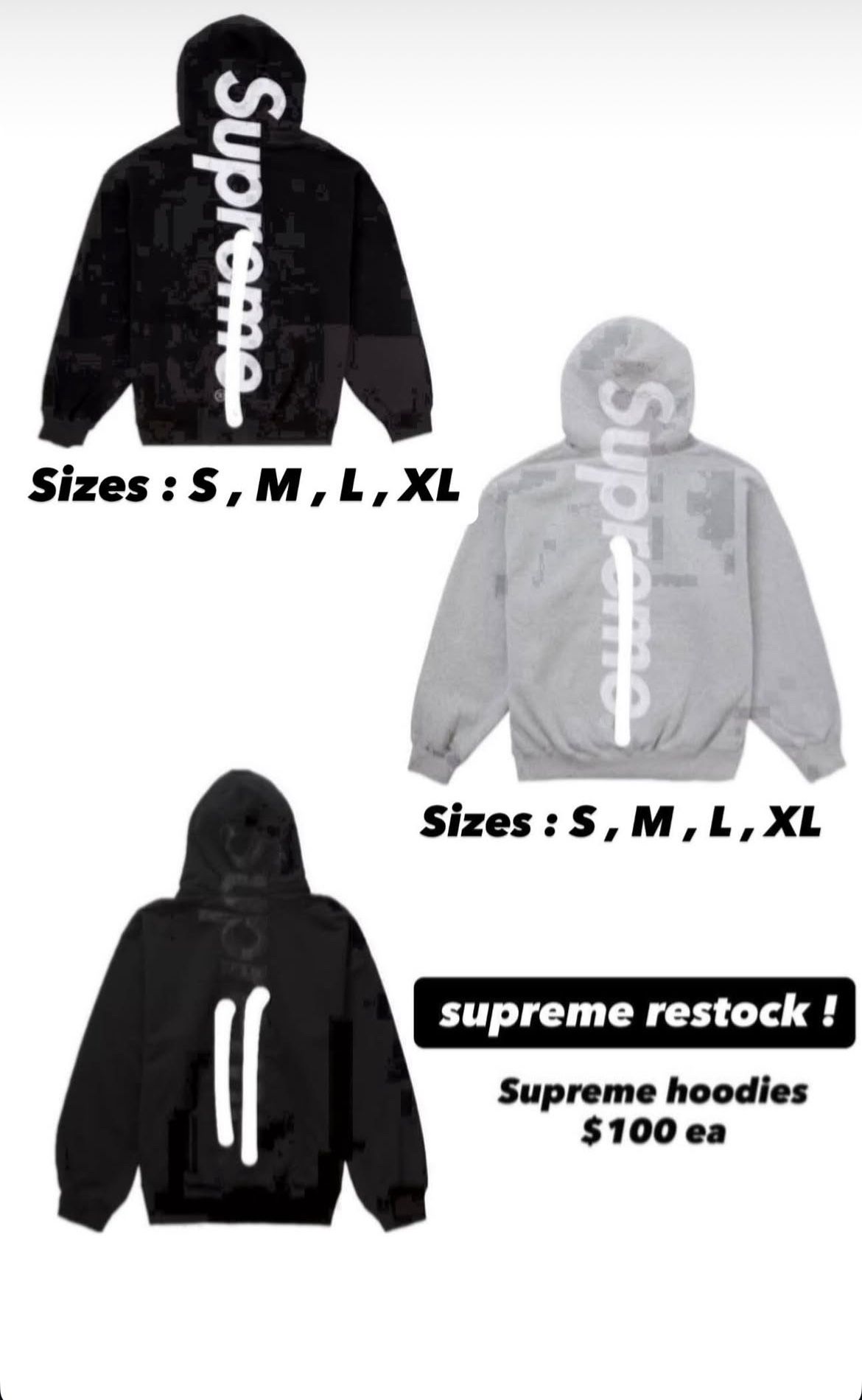 Supreme Hoodie Pullover Black And White