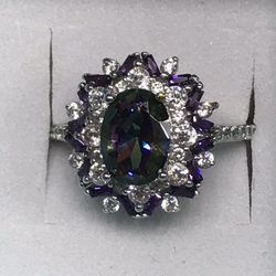 Mystic and white Topaz Sterling Silver Ring
