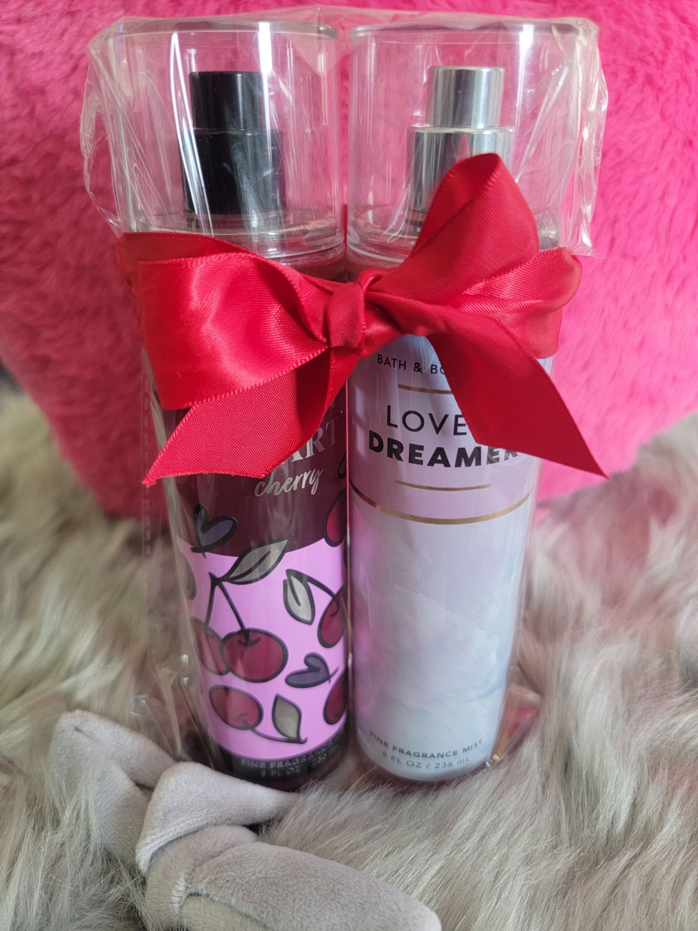 NEW Bath & Body Works 3 SET Sweet Heart Cherry, Lovely Dreamer Mist,& Pink Heart