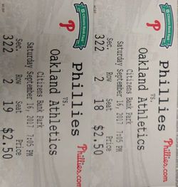 Two Phillies tickets - Saturday, Sept 16 game
