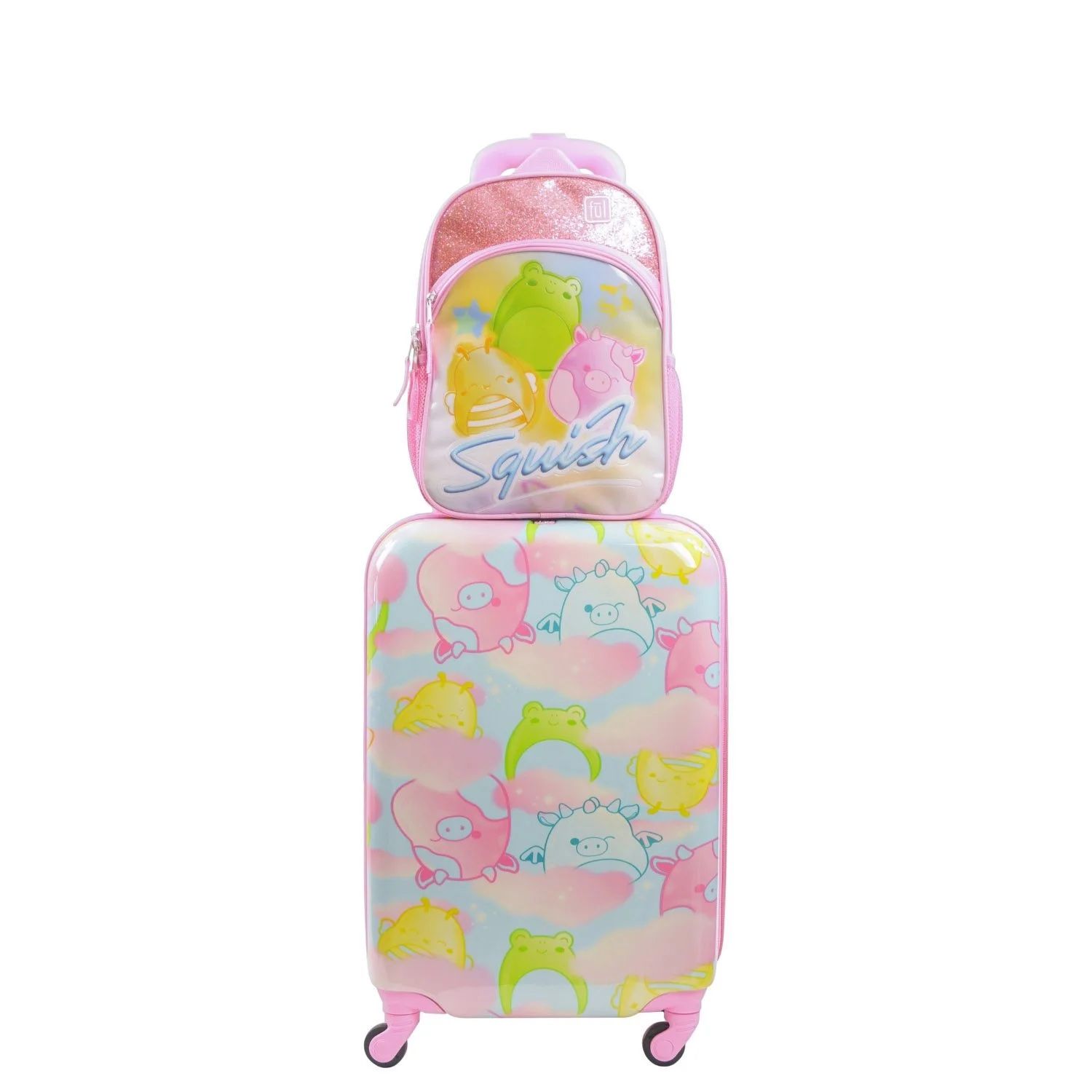 Kid’s Squishmallow Hard Sided 21” Carry-On With backpack 2 piece Set