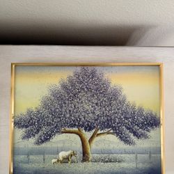 Japanese Elephants and Purple Tree Print Hanging Wall Decor