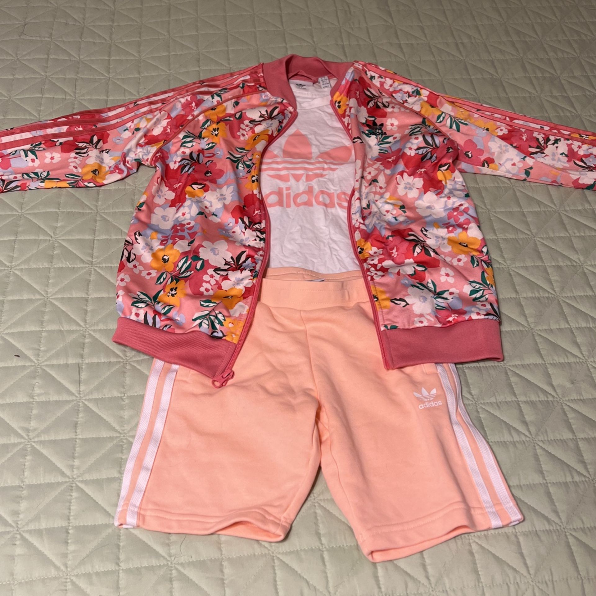 Girls Size 7-8 Adidas Outfit w/ Medium Jacket