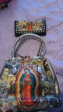Virgen de la quadalupe Handbag with matching wallet