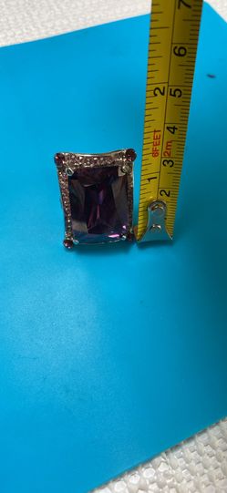 Silver TONE Amethyst COLOR Adjustable Ring- Tropicana And Decatur 