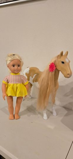 Our Generation 18-Inch Fashion Doll and Our Generation Equestrian Palomino Pinto Toy Horse Playset