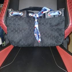 Gucci Black Tote Bag With Silk Scarf