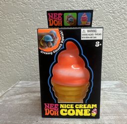 100% Real Schylling NeeDoh NICE CREAM CONE ORANGE Ice Cream Squishy Toy